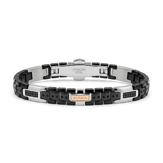 Bracciale Baraka Uomo in Acciaio Diamante Black 0.18 Ct BR214203RODN067018 - BR214203RODN067018